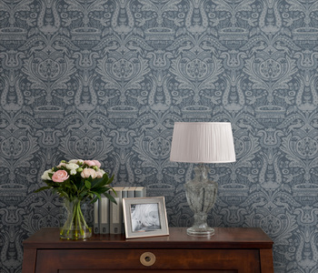 Laura Ashley Heraldic Damask Wallpaper.