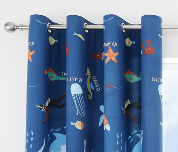 Catherine Lansfield Children’s Collection Ocean Life Ready-Made Eyelet Curtains.