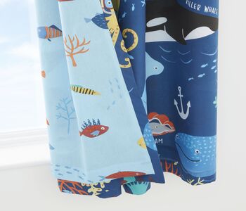 Catherine Lansfield Children’s Collection Ocean Life Ready-Made Eyelet Curtains.