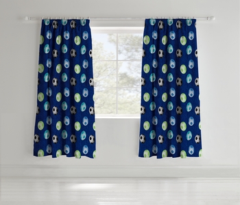 Catherine Lansfield Football Ready-Made Pencil Pleat Curtains.
