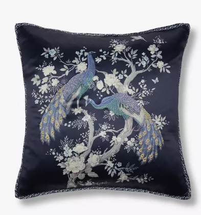 Laura Ashley Belvedere Midnight Embroidered Cushion.